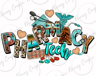 Pharmacy tech png sublimation design download, medicine png, pharmacy png, western png design, sublimate designs download