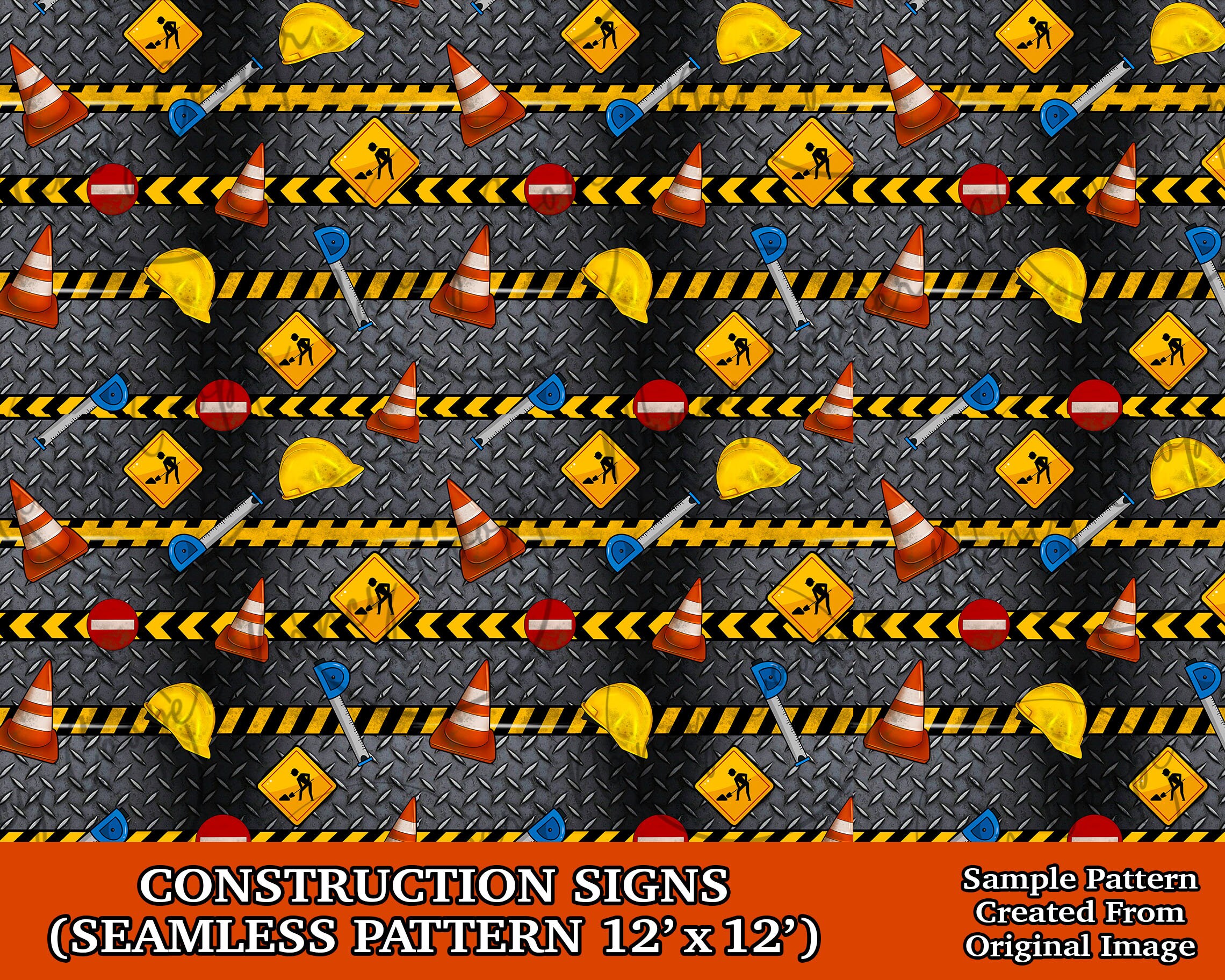 Construction signs seamless pattern digital paper, Construction digital seamless pattern png, seamless pattern png,printable scrapbook paper
