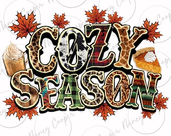 Cozy season Fall png sublimation design download, Fall png, Hello Fall png, Autumn png, Fall leaves png, sublimation design download