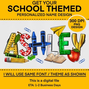 Personalized School Themed Name png sublimation design download, Teacher png, Teacher&#39;s Day png, Back to school PNG,custom name Teacher png