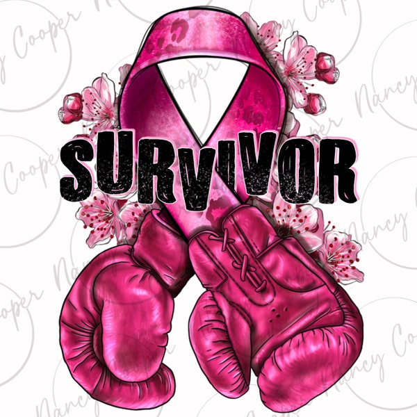 Survivor Breast Cancer with boxing gloves png, Breast Cancer png, Cancer Awareness png, Fight Cancer png, sublimate designs download