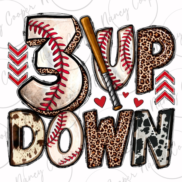3 up 3 down Baseball png sublimation design download, Baseball png, sport png, game day png, Baseball game png, sublimate designs download