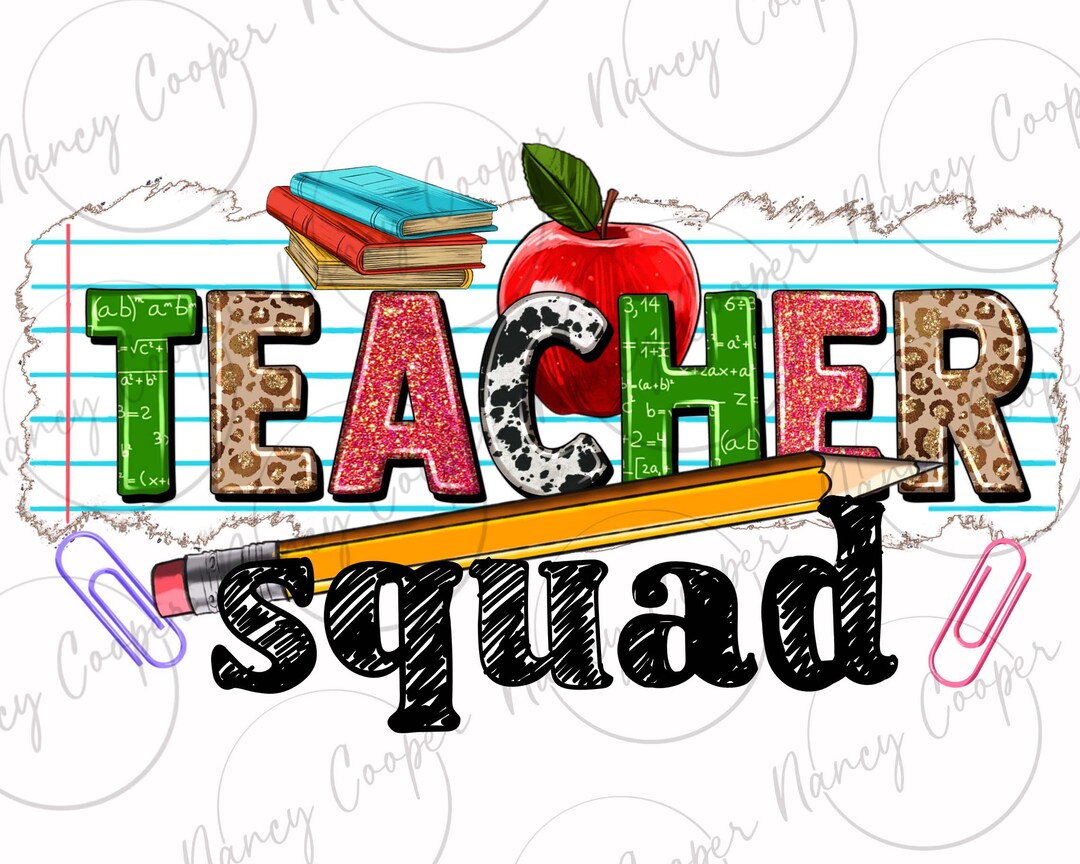 Teacher Squad Png Sublimation Design Download, Back to School Png ...