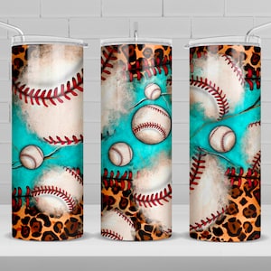 Baseball 20 oz skinny tumbler png, Baseball tumbler wrap png, Leopard baseball png, western 20 oz tumbler designs, tumbler png download