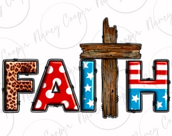 Descarga de diseño de sublimación png de USA Faith, png cruzado, png del 4 de julio, png de EE. UU., png del Día de la Independencia, descarga de diseños sublimados