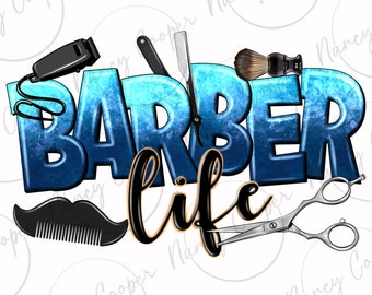 Barber life png descarga de diseño de sublimación, peluquero png, herramientas de barbero png, peluquero png, descarga de diseño de sublimación