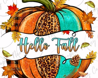 Pumpkin hello Fall png sublimation design download, Autumn png, western pumpkin png, Fall vibes png, sublimate designs download