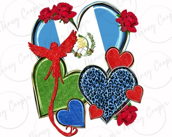Guatemala hearts png sublimation design download, Guatemala flag png, Guatemala love png, Guatemala png, sublimate designs download