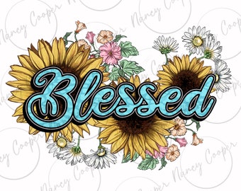 Gesegnetes png Sublimation Design herunterladen, christliches png, religiöse png, Glaube png, Sonnenblume png Design, sublimierte Designs herunterladen