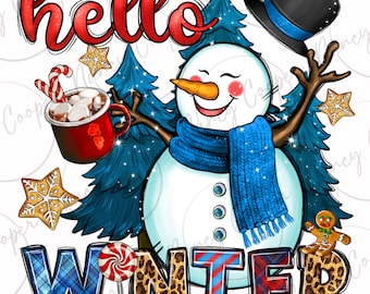 Hello Winter png Sublimationsdesign Download, Wintervibes png, Schneemann png, Frohe Weihnachten png, Glückliches neues Jahr png, sublimieren Download