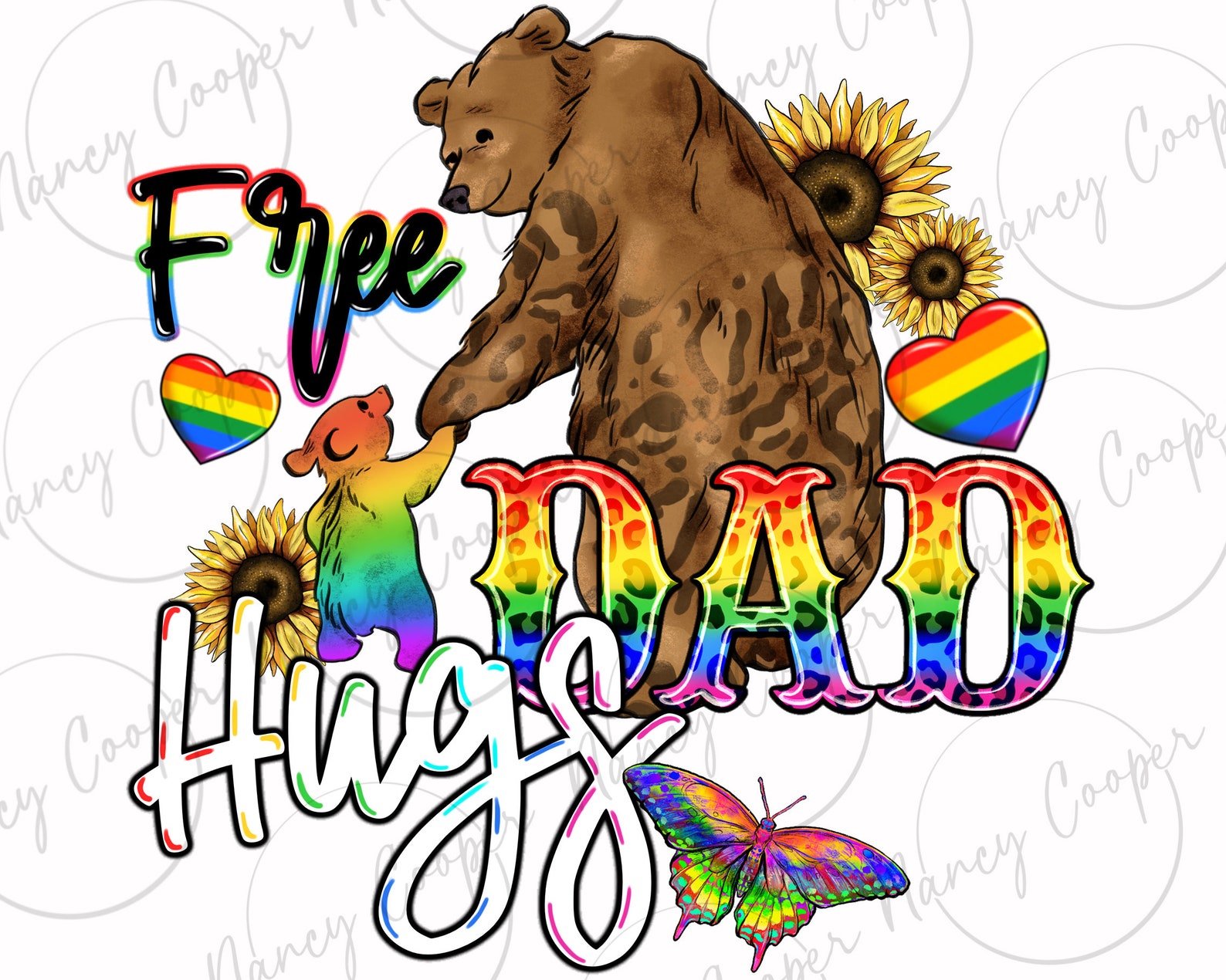 Human Rights Dad Free Dad Hugs Png Sublimation Design Download, Pride Png, LGBTQ+ Png ...