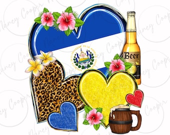 El Salvador hearts png sublimation design download, El Salvador flag png, El Salvador love png, El Salvador png, sublimate designs download