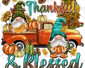 Fall dankbar und gesegnet png Sublimation Design download, Fall png, hallo Herbst png, Herbst png, Fall gnomes png,sublimation design download