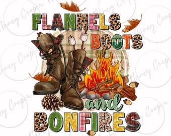 Flannels boots and bonfires png sublimation design download, Fall png, Hello Fall png, Autumn png, sublimation designs download
