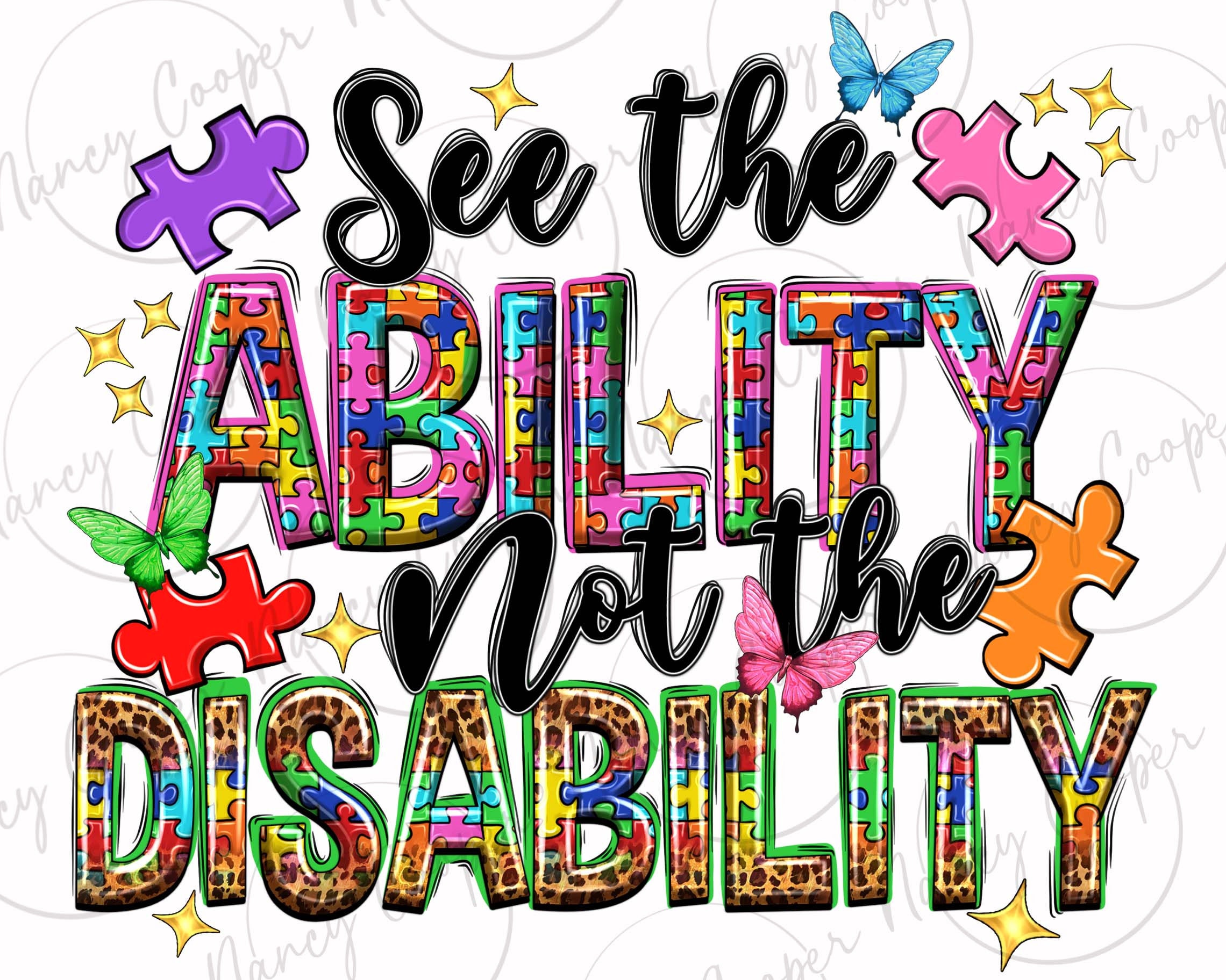 See the ability not the disability png sublimation design download, Autism png, Autism Awareness png, Autism puzzle png, sublimate download