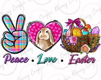 Peace love Easter png sublimation design download, peace love png, Easter Day png, Easter png, cute Easter png, sublimate designs download