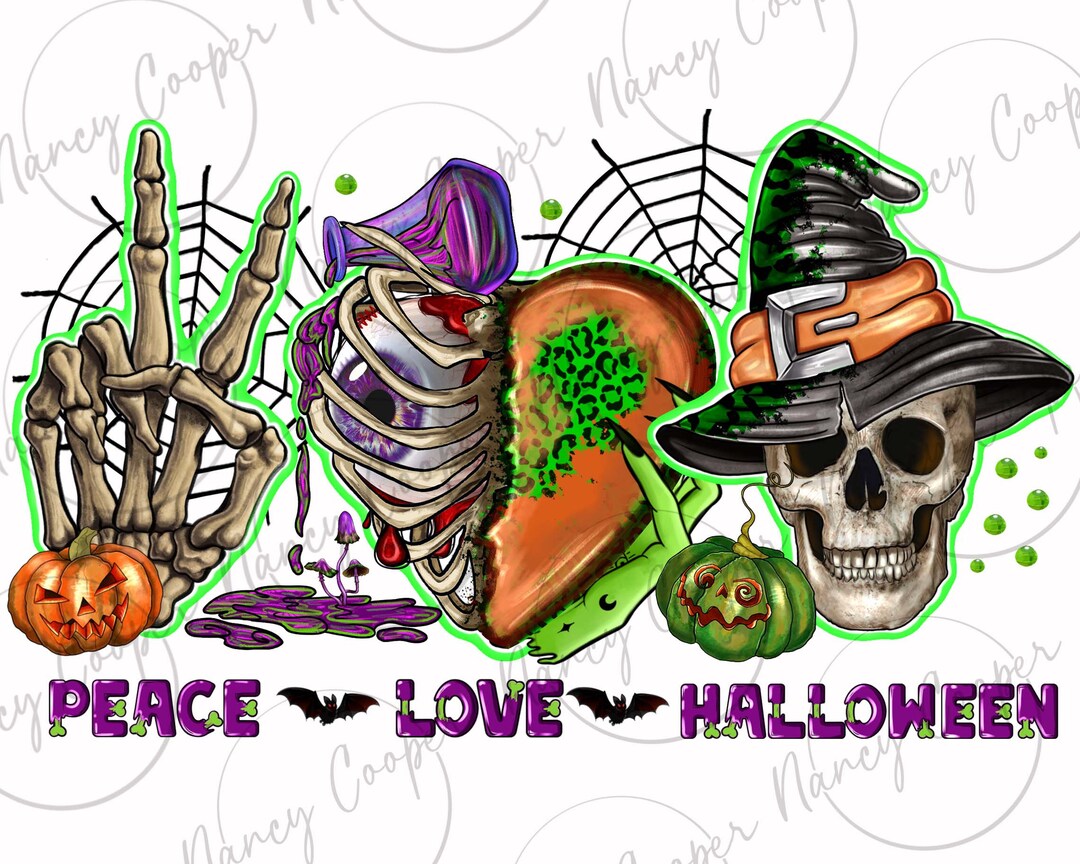 Peace Love Halloween Png Sublimation Design Download, Spooky Season Png ...