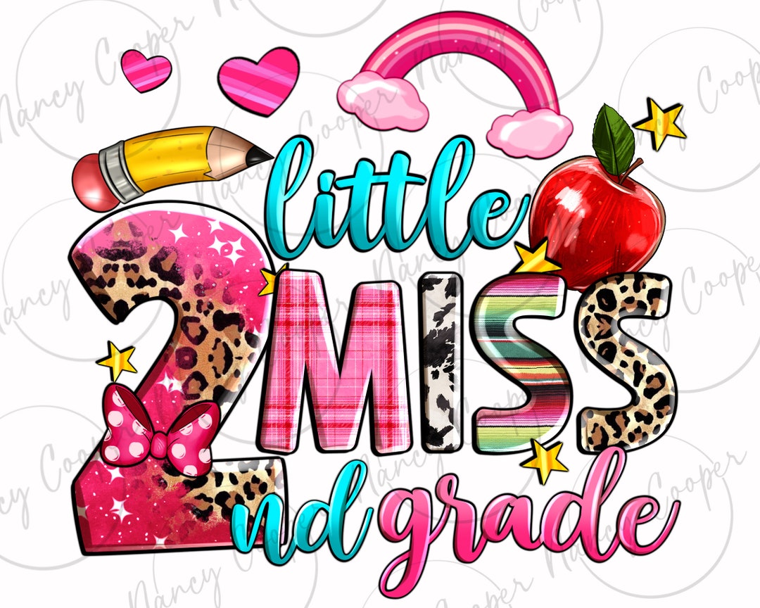 Little Miss Second Grade Png Sublimation Design Download, 2nd Grade Png