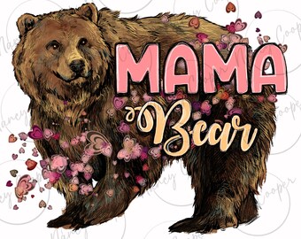 Mama bear png sublimation design download, hand drawn bear png, Bear png, Mother's Day png, western Mama png, sublimate designs download