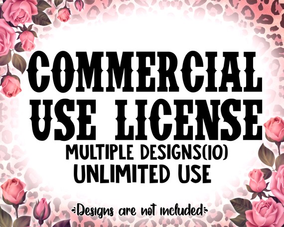 Commercial Use License for Small Businesses and Physical Products, Multiple (10) Design, Unlimited Use, Commercial Use License