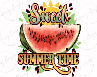 Sweet summer time watermelon png sublimation design download, hello summer png, summer vibes png,summer fruit png,sublimate designs download
