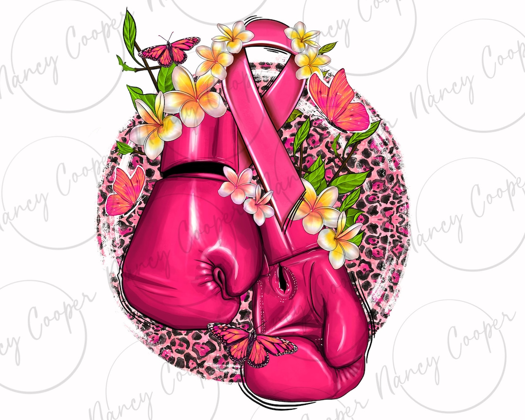 Cancer Boxing Gloves With Ribbon Png Sublimation Design Download