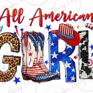 All American girl png sublimation design download, 4th of July png, USA girl png, Independence Day png, sublimate designs download