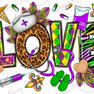 Mardi Gras love Nurse png sublimation design download, Happy Mardi Gras png, fleur de lis png, sublimate designs download