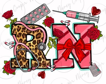 Valentine's Day RN png sublimation design download, Nurse life png, Nursing png, RN Nurse png, Nurse png, sublimate designs download