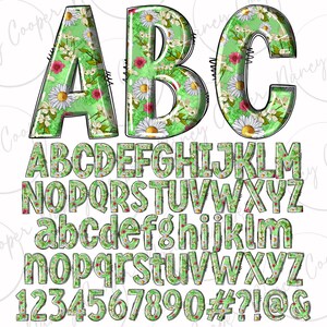 Floral Alphabet Bundle Png, Floral Png, Western Doodle Letters Png ...