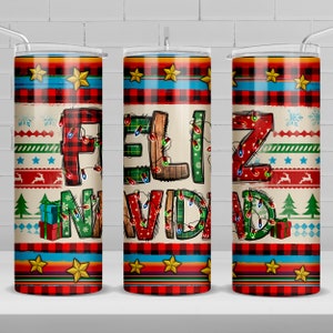 Feliz Navidad Spanish Christmas 20 oz skinny tumbler png, Mexican tumbler wrap png, Christmas 20 oz tumbler designs, tumbler png download