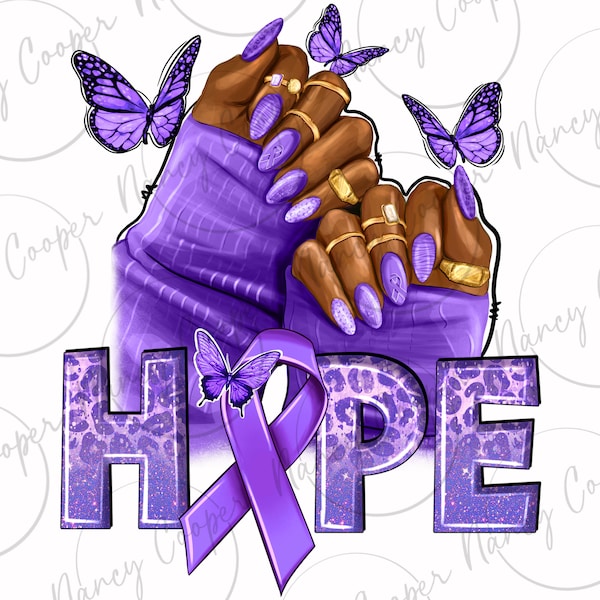 Hope lavender ribbon all cancers png sublimation design download, Cancer png, Cancer Awareness png, afro woman hands png, sublimate download