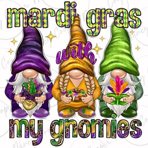 Mardi Gras con mis gnomos png descarga de diseño de sublimación, Feliz Mardi Gras png, Mardi Gras Carnaval png, lindos gnomos png, descarga de diseños