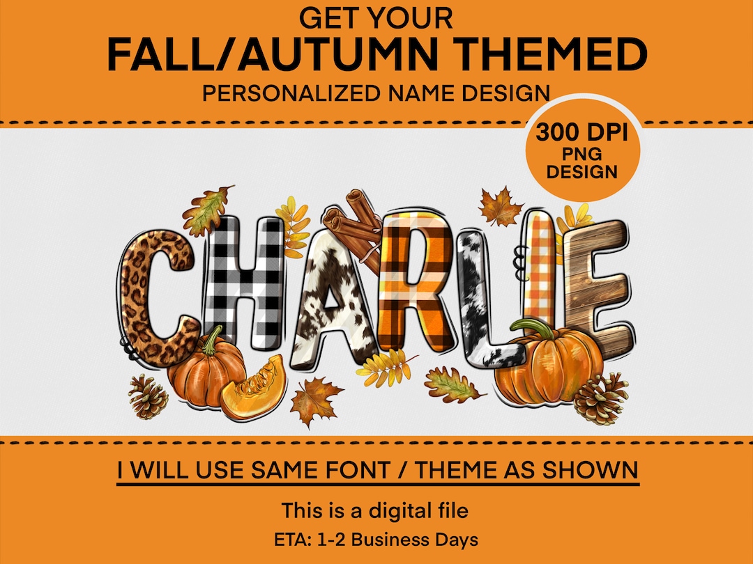 Personalized Fall Autumn Themed Name Png Sublimation Design Download ...