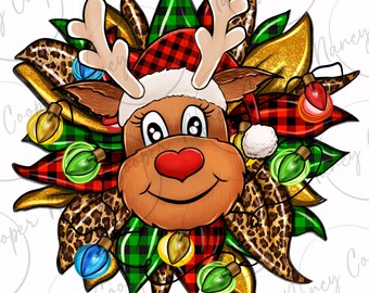 Natal rena girassol png download de design de sublimação, Feliz Natal png, Feliz Ano Novo png, download de designs sublimados