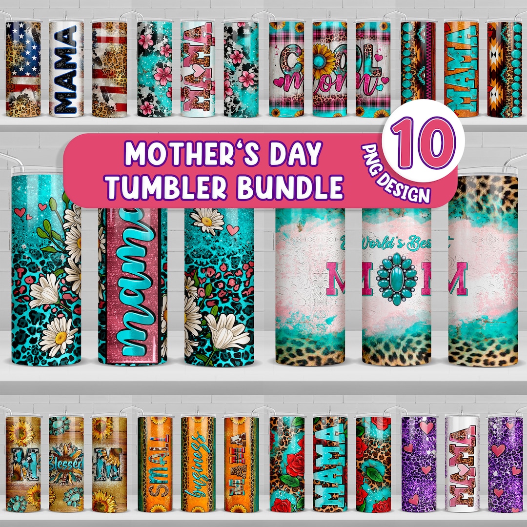 Mother's Day 20 Oz Skinny Tumbler Bundle Png, Tumbler Wrap Png, Western ...