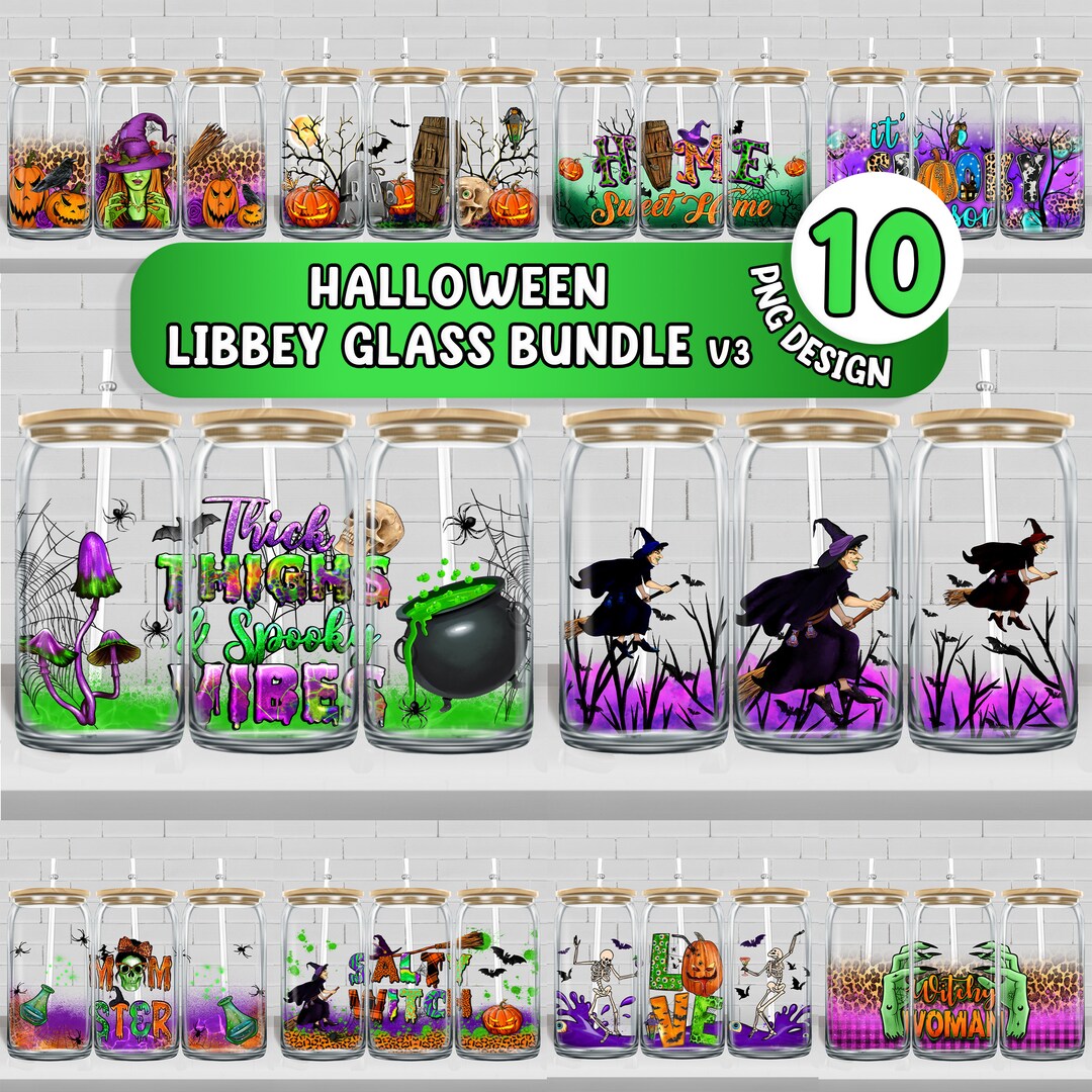 Halloween 16 Oz Libbey Glass Wrap Bundle V3 Png, Libbey Wrap Png ...