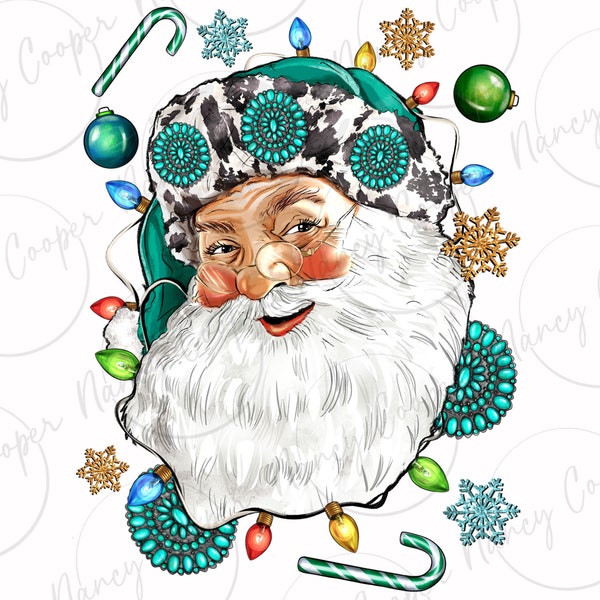 Western Santa Christmas png sublimation design download, Christmas png, Happy New Year png, Santa Claus png, sublimate designs download