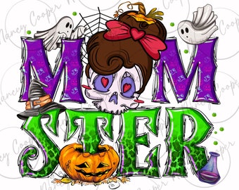Momster Halloween png sublimation design download, spooky season png, Happy Halloween png, Halloween skull png, sublimate designs download