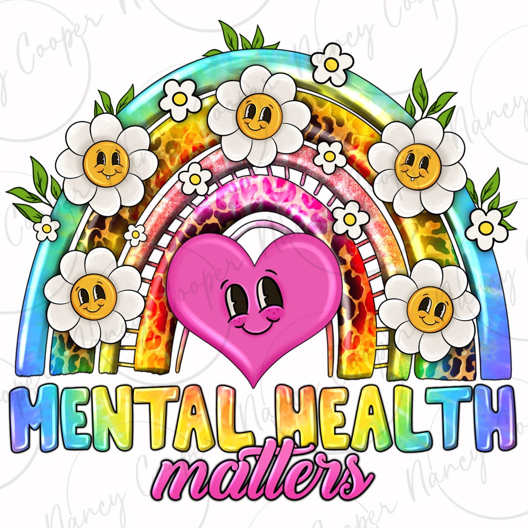 Mental Health Matters Rainbow Png Sublimation Design Download, Groovy ...