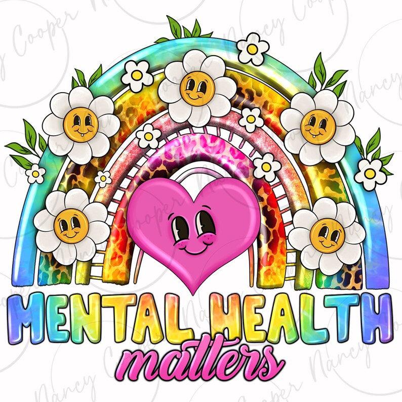 Mental Health Matters Rainbow Png Sublimation Design Download, Groovy ...
