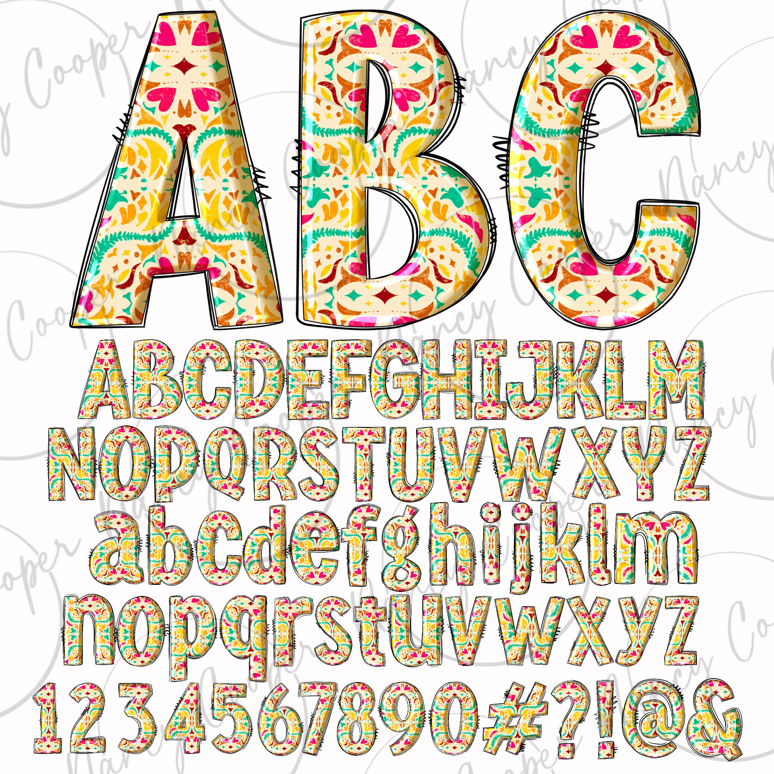 Mexican Alphabet Png Files Bundle, Mexican Doodle Letters Png, Mexican ...