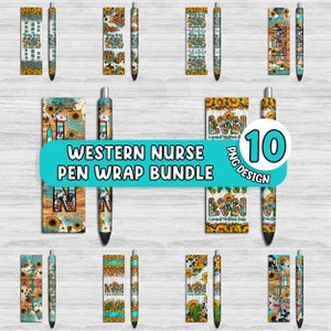 Western Nurse pen wrap bundle png sublimation design download, Nurse life png, western pen wrap bundle png, sublimate designs download
