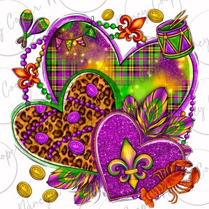 Mardi Gras hearts png sublimation design download, Happy Mardi Gras png, Mardi Gras crawfish png, sublimate designs download