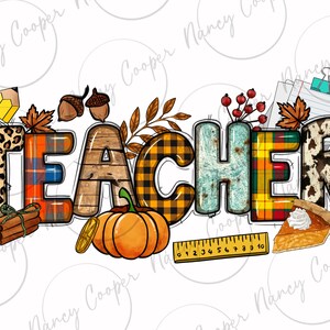 Fall Teacher png sublimation design download, Fall png, Hello Fall png, Autumn png, western Teacher png, sublimation design download