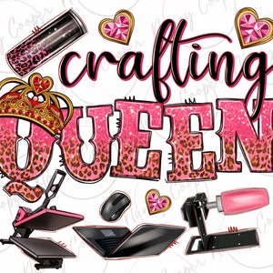 Crafting queen png sublimation design download, girl boss png, business girl png, boss queen png, sublimate designs download