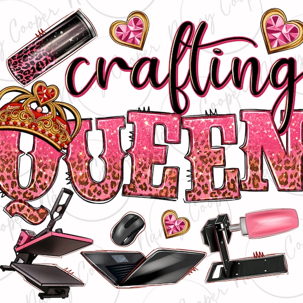 Crafting queen png sublimation design download, girl boss png, business girl png, boss queen png, sublimate designs download