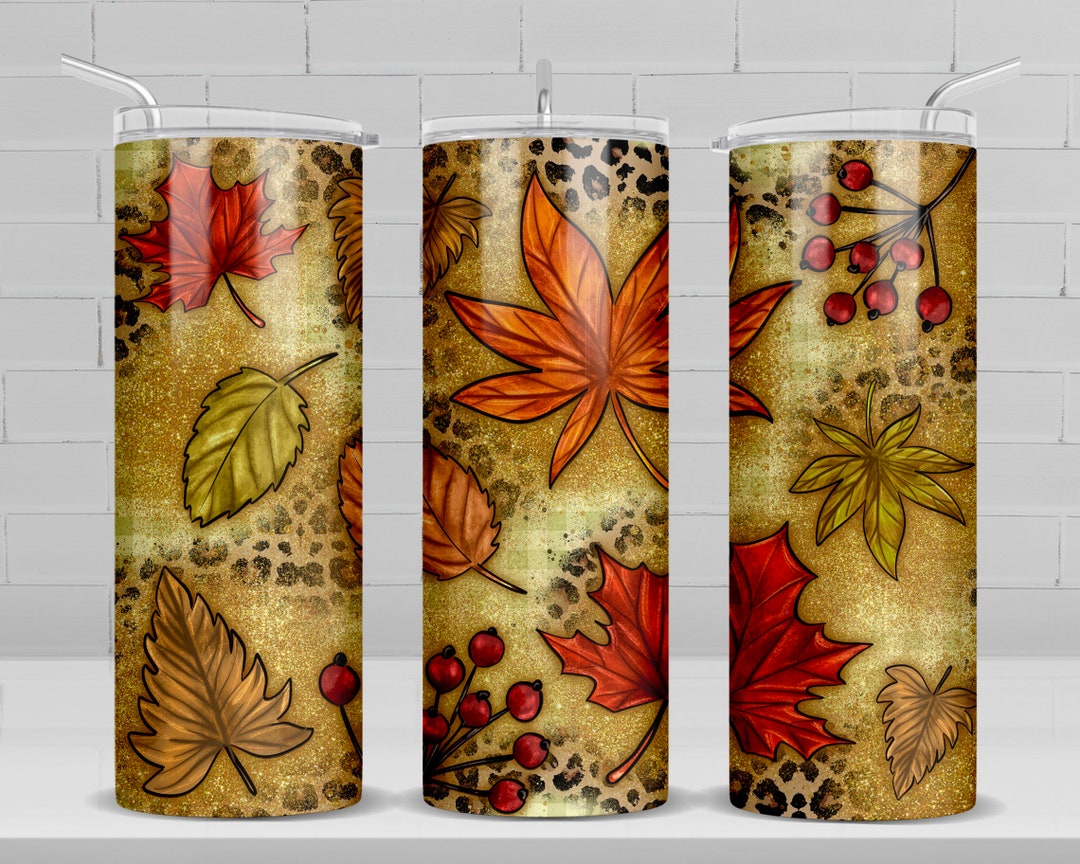 Fall Leaves 20 Oz Skinny Tumbler Png Sublimation Design Download, Fall ...