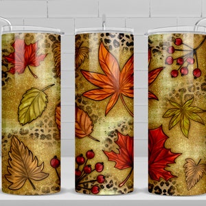 Fall leaves 20 oz skinny tumbler png sublimation design download, Fall tumbler wrap png, 20 oz tumbler designs, tumbler png download