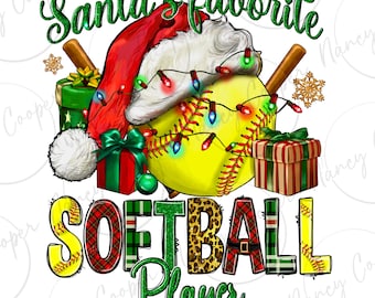 Santa's Favorite Softball player png sublimation design download, Christmas png, Merry Christmas png,Softball png,sport png,designs download